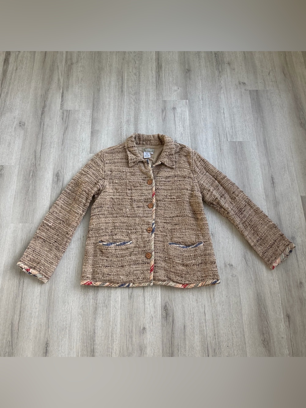 The Territory Ahead Y2K 90s Silk Cotton Tweed Knit Cardigan Jacket Medium
